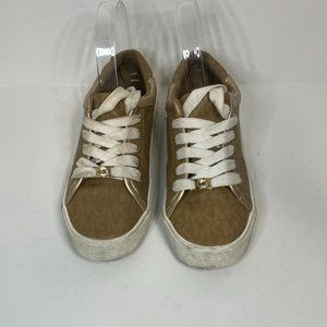 2 for $20. Michael Kors Lorena MK Golden Logo Lace-up Sneakers in Soft Gold sz 1
